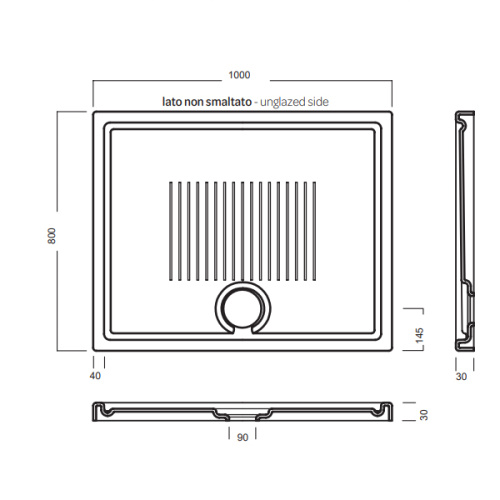 Душевой поддон Hatria LIF H3 SBY1ZY01 100х80 фаянс белый - фото 3